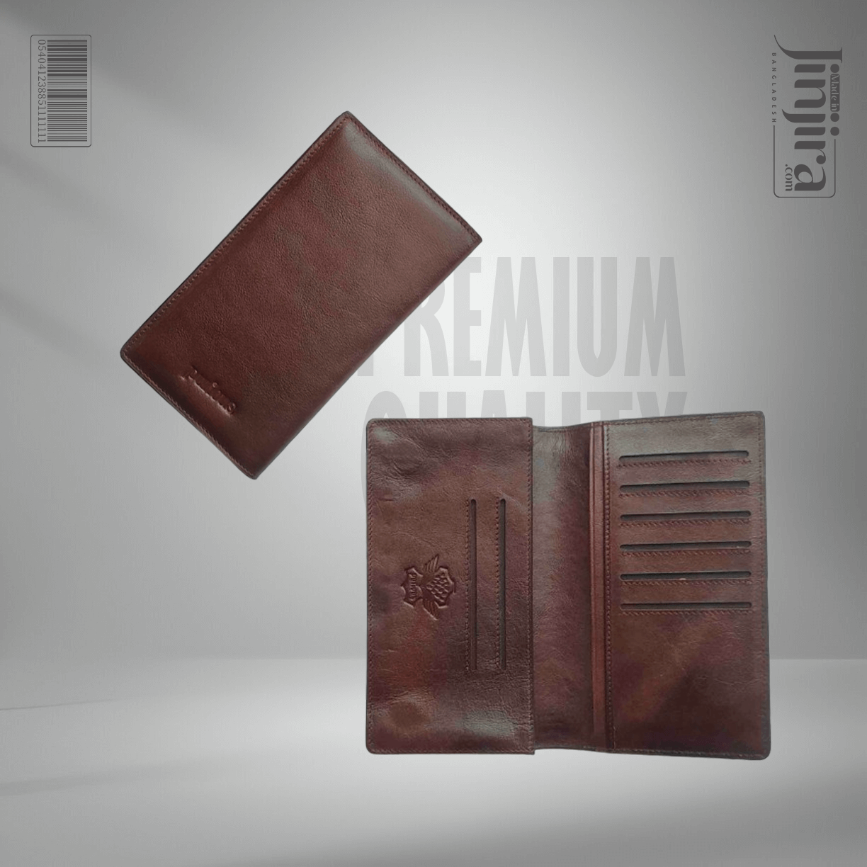 P0213 Genuine Leather Double Gadget Long Wallet For Cash Card And Phones - Premium