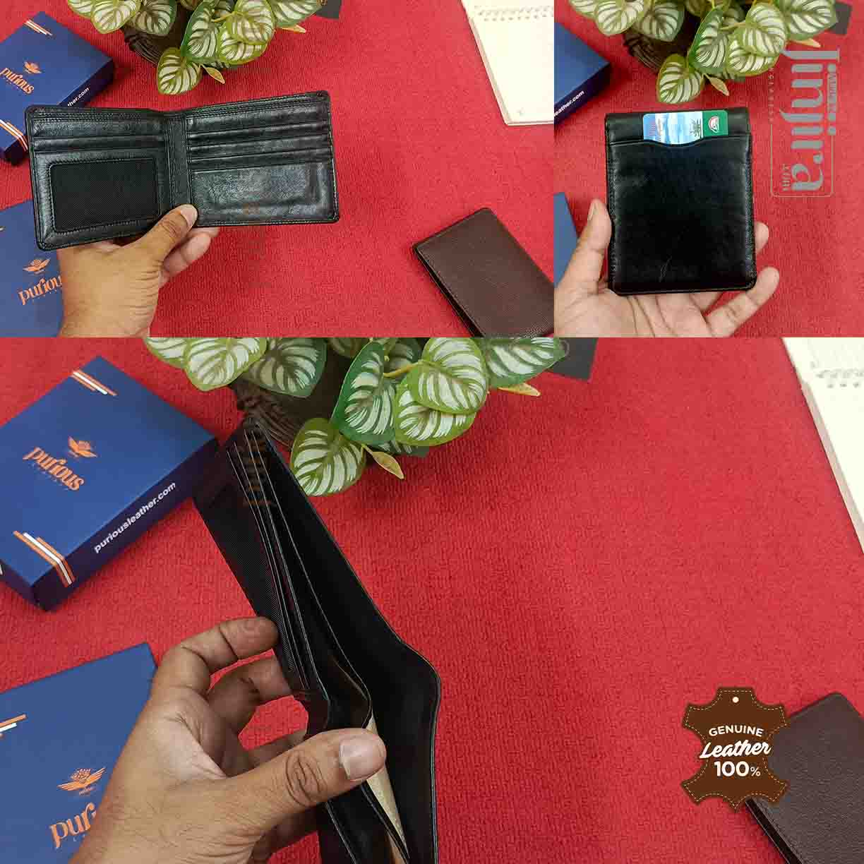 PURIOUS VaultEdge Handcrafted Premium Leather Bifold Short Wallet