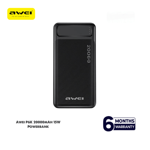 Awei P6K Output (2.1A) 20000mah  Double USB Output Power Bank