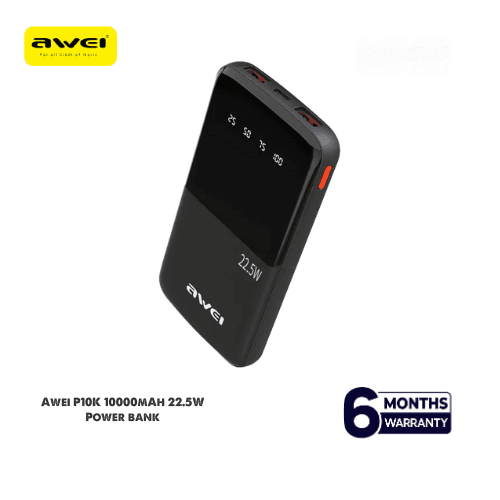 Awei  P10K 10000mAh 22.5W Fast Charge PD+QC Digital Display Slim Powerbank