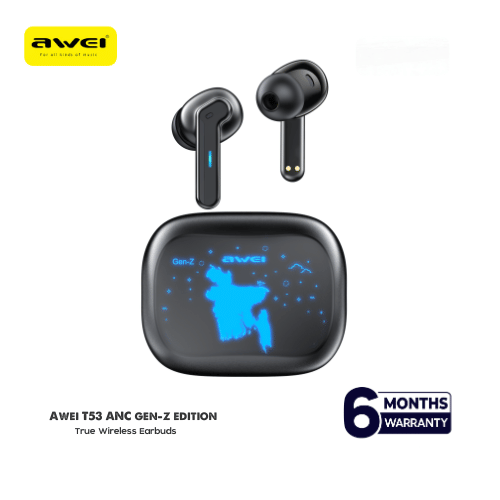 Awei T53 ANC TWS Gen-Z Special Edition Wireless Bluetooth Headphones Colorful Gaming Earbuds Call Noise Reduction Earphones